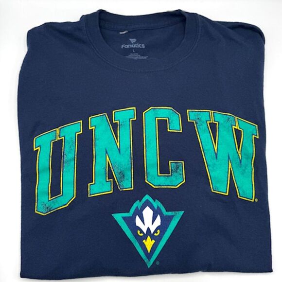 UNCW Seahawks Mens SZ L LS Crewneck Tee Blue Univ of NC Wilmington 100% Cotton - Picture 2 of 9